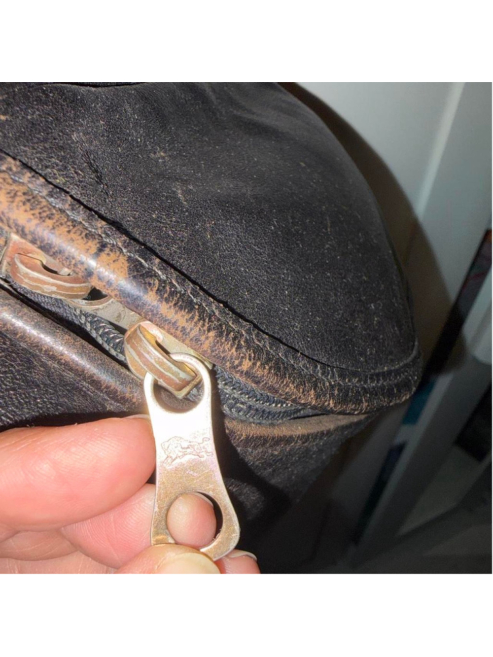 #Vintage #IlBisonte canteen style brown/Black leather crossbody bag - Picture 4 of 5